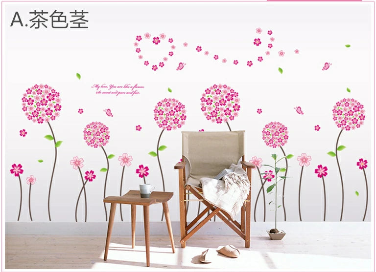 Delight Art Beautiful Flower with Leaf Wall Sticker size 50x70 ay7055a