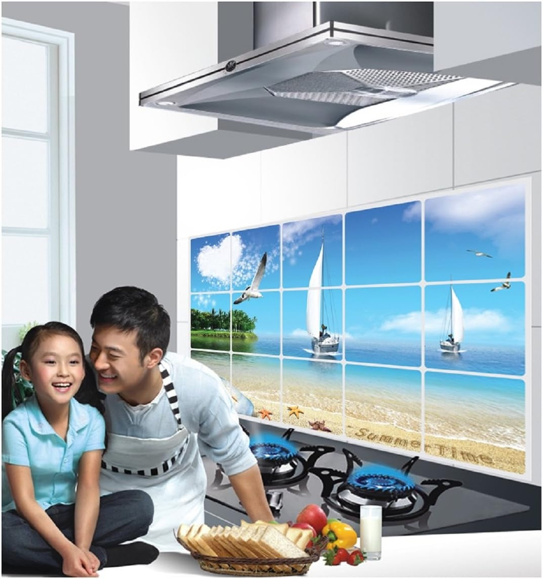 Kitchen Oil Proof Wall Sticker Heat Resistant Waterproof Self Adhesive Backsplash Cover for Kitchen Wall Protection