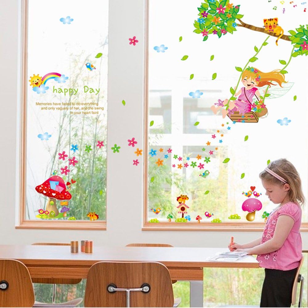 Fashionbeautybuy - Adhesivo decorativo para pared, diseño de flores de arco iris, para decoración del hogar, papel pintado de PVC, para sala de estar, adultos, adolescentes y niños size 50x70 ay7270