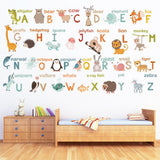 decalmile Alphabet ABC and Animals Wall Decals Classroom Kids Room Wall Decor Removable Wall stickers for Kids Bedroom Nursery Baby Room  size 60x90 dm0224-3