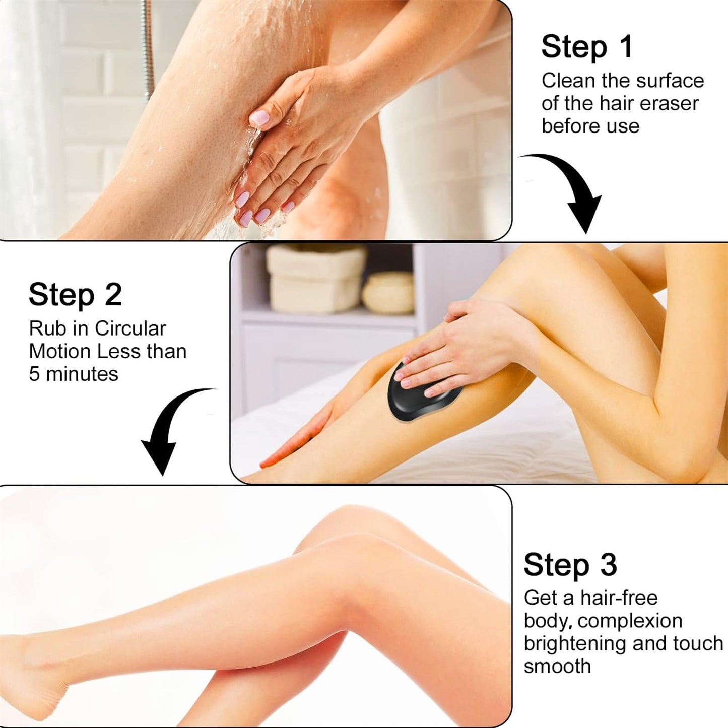Magic Crystal Hair Remover Bleame Crystal Hair Eraser – Painless Exfoliation Hair Removal Tool For Arms Legs Back   (random color)