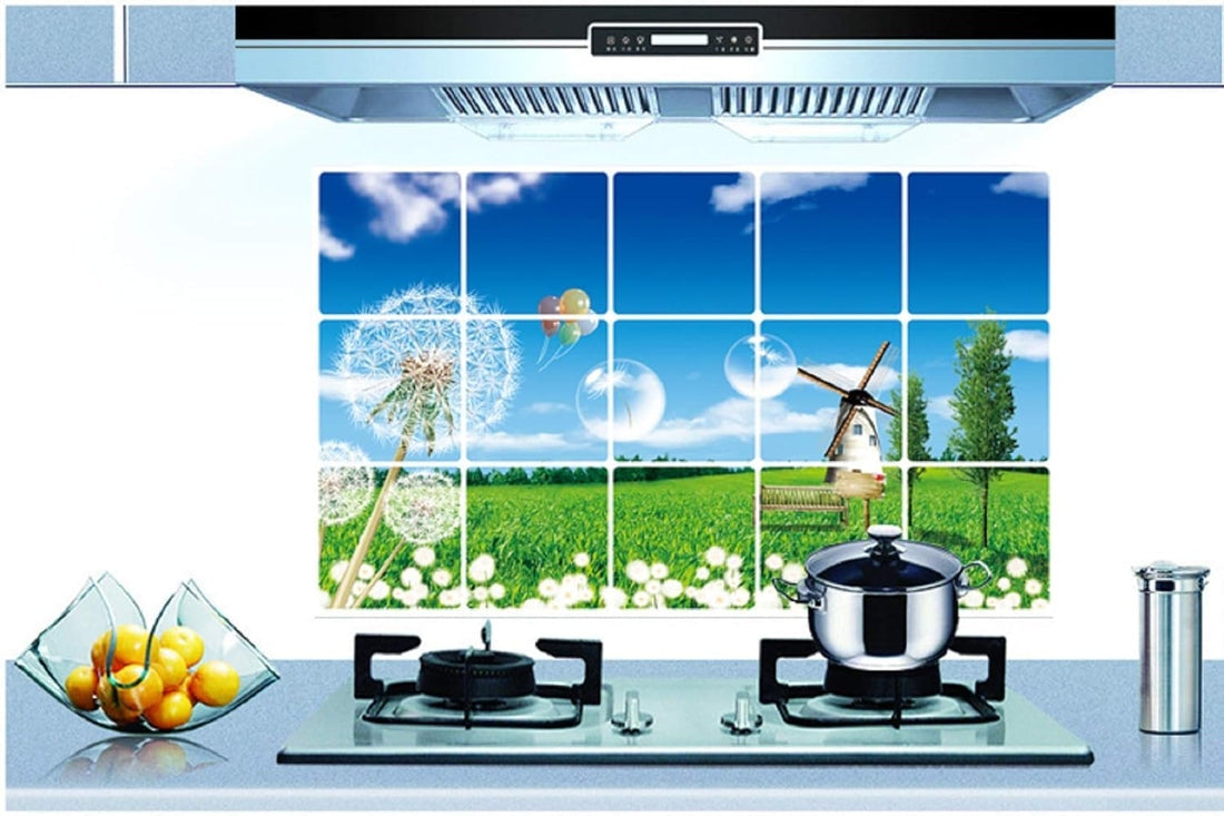 Kitchen Oil Proof Wall Sticker Heat Resistant Waterproof Self Adhesive Backsplash Cover for Kitchen Wall Protection