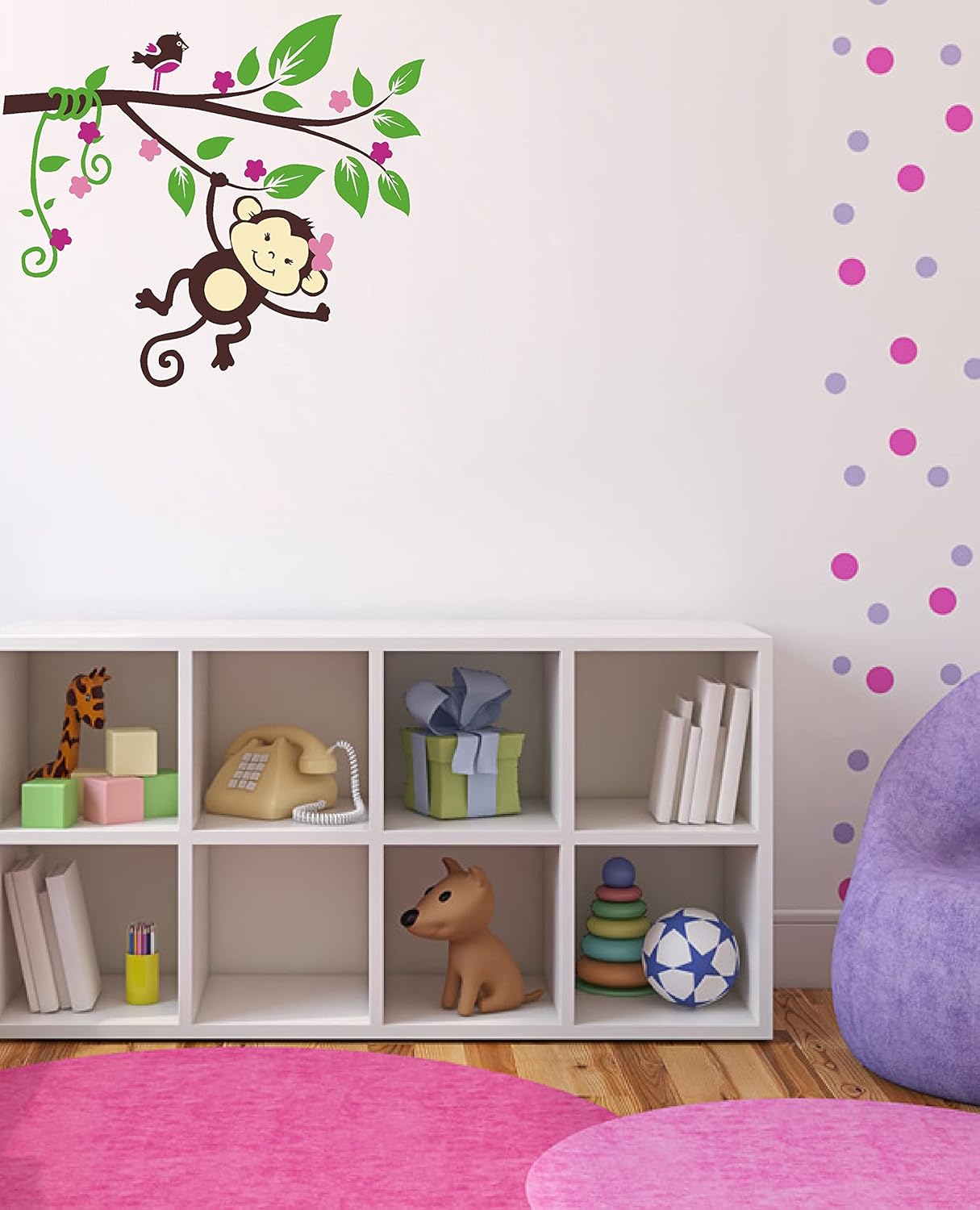 Playing Monkey on Tree Branch cm for Home Decorative PVC Vinyl Wall Stickersize (84X 72 Cm) ncs0040