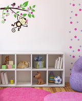 Playing Monkey on Tree Branch cm for Home Decorative PVC Vinyl Wall Stickersize (84X 72 Cm) ncs0040