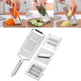 4-in-1 Multifunctional Vegetable Slicer & Grater, Stainless Steel Handheld Food Cutter with Interchangeable Blades for Fruits & Vegetables