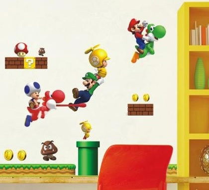 New Super Mario Bros PVC Removable Wall Sticker Home Decor  size 50x70 dm570068