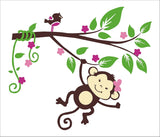 Playing Monkey on Tree Branch cm for Home Decorative PVC Vinyl Wall Stickersize (84X 72 Cm) ncs0040
