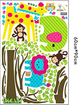 Rebate Fan Big Colorful Tree and Jungle Animal  Wall Sticker Nursery Bedroom Wall Art Decor Cute Giraffe Monkey Owl Tree Art Wall Stickers Kids Room Removable Decal Baby Bedroom Wall Art by Df5071