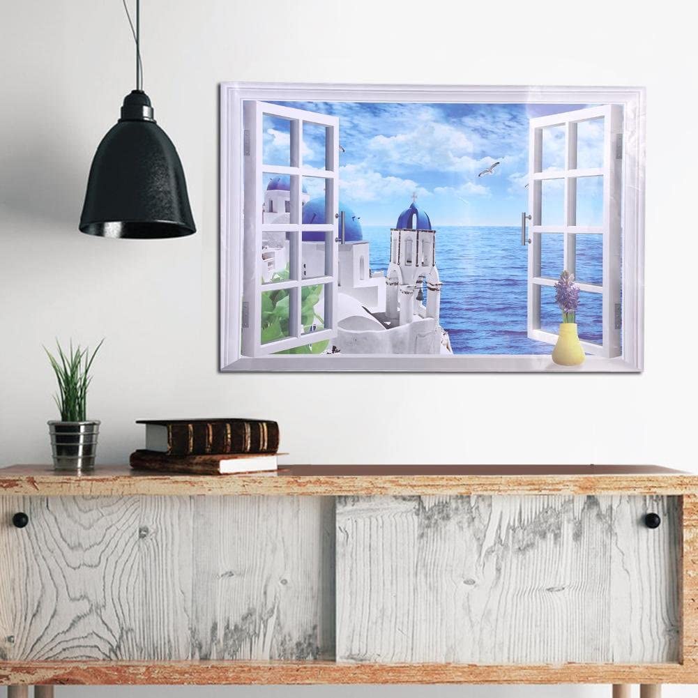 New AY9234C Aegean Sea fake wall sticker pvc windows landscape green removable wall stickers