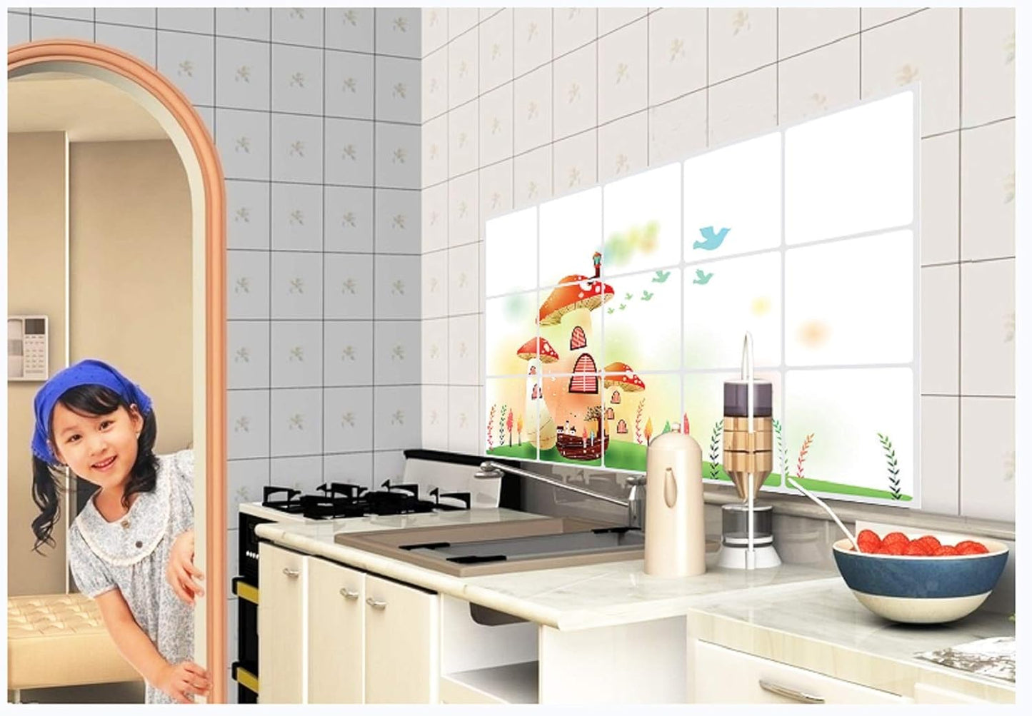 Kitchen Oil Proof Wall Sticker Heat Resistant Waterproof Self Adhesive Backsplash Cover for Kitchen Wall Protection