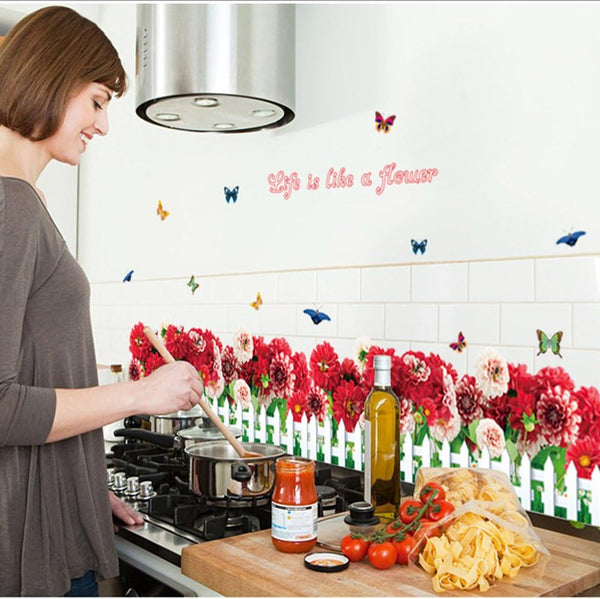 SAMHEZ SK7002 Red Roses Hedge Wall Sticker [50 x 70 cm]