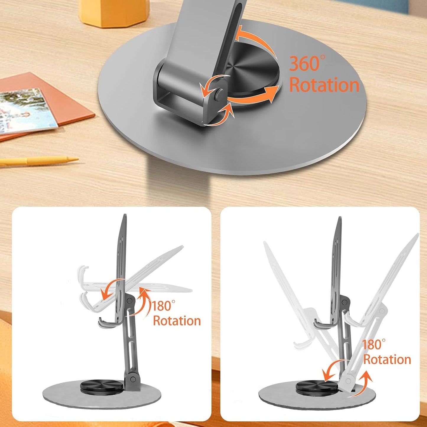 Universal Metal Cell Phone Stand, Adjustable Mobile Phone Holder for Desk, Table & Office