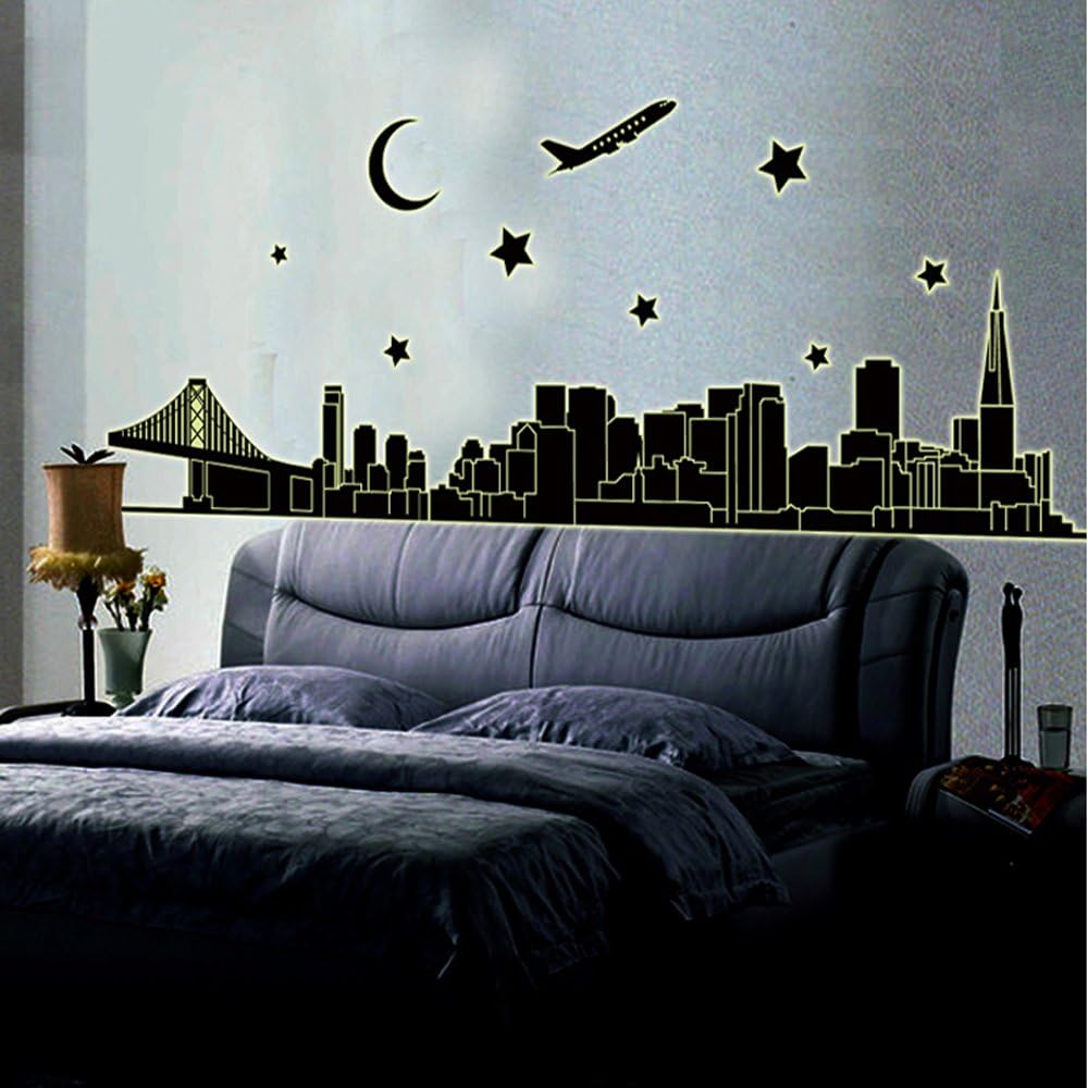 Night City Wall Stickers Removable Home Decor PVC Wall Decals Art Mural Child Boys Girls Kids Bedroom Kitchen Decoration Poster size 60x90 abq9601