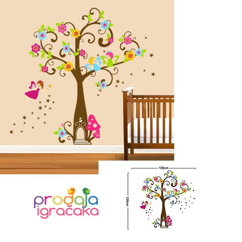 Tree Very Cute Peel Scroll Tinkle Fairy Girl DIY Removable Wall Stickers Parlor Kids Bedroom Home Decor Mural Decal JM7158