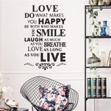 English Slogan Wall Stickers,Love Black and White self-Adhesive Wall Decals,Literature and Art Bedroom Porch Home Wall Decoration size 60x90 zy1304a
