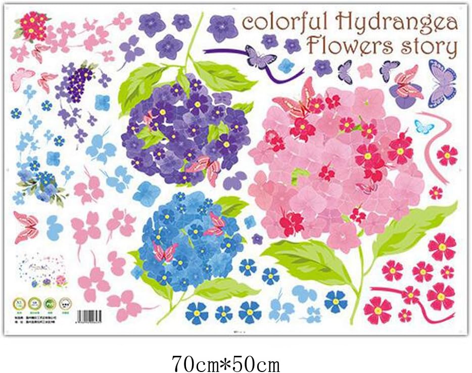 Romantic flower and butterfly design wall stickers, cartoon animals, removable heart-shaped wallpaper, home decor, PVC art mural, for babies size 50x70 xls7201