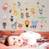 3D Cartoon Wall Sticker Animal Wall Stickers Kids Room Baby Bedroom Decoration Zoo English Letters Kindergarten Early Education Learning Sticker size 60x90 hm92025