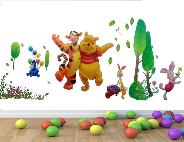Winnie the Pooh Bear Tiger Rabbit Wall Decal for Preschool Nursery Decoration Animal Wall Stickers Cartoon Wall Art