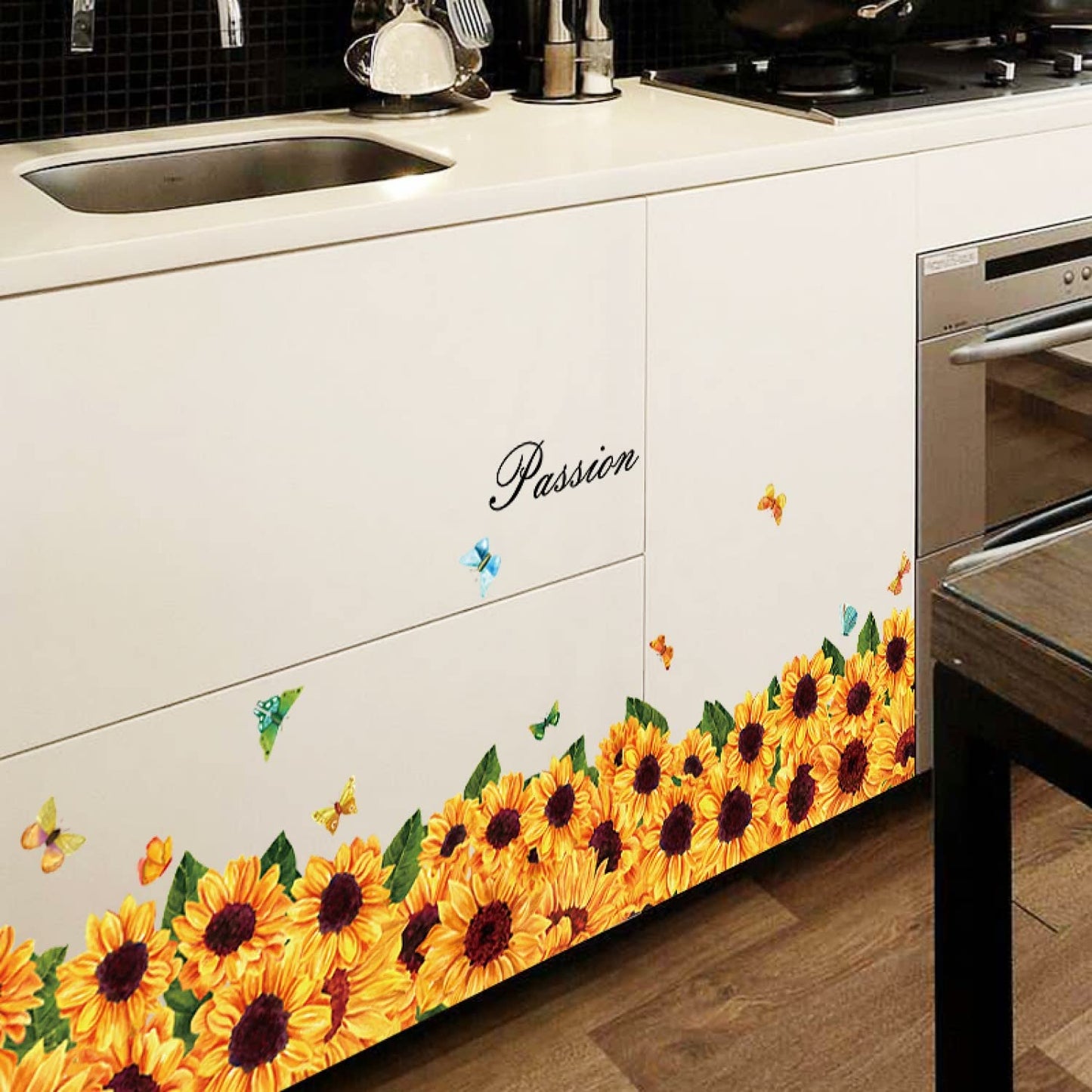 JAAMSO ROYALS Sun Flower wall stickers for living room flowers, floral wall stickers, flower sticker, nature wall stickers, garden stickers for walls of home, wall stickers flower design size (50CM X 70CM) sk7109