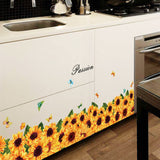 JAAMSO ROYALS Sun Flower wall stickers for living room flowers, floral wall stickers, flower sticker, nature wall stickers, garden stickers for walls of home, wall stickers flower design size (50CM X 70CM) sk7109