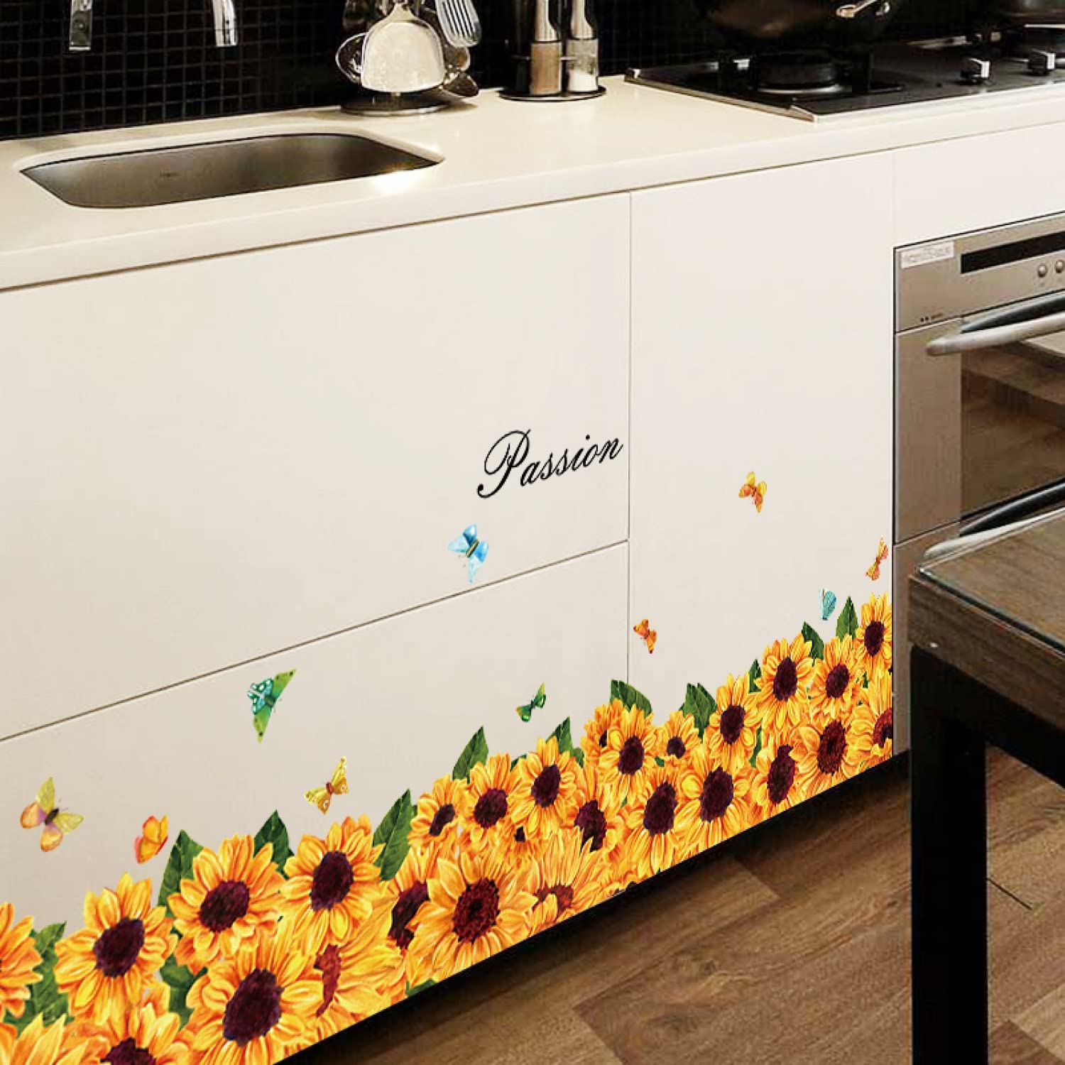 JAAMSO ROYALS Sun Flower wall stickers for living room flowers, floral wall stickers, flower sticker, nature wall stickers, garden stickers for walls of home, wall stickers flower design size (50CM X 70CM) sk7109
