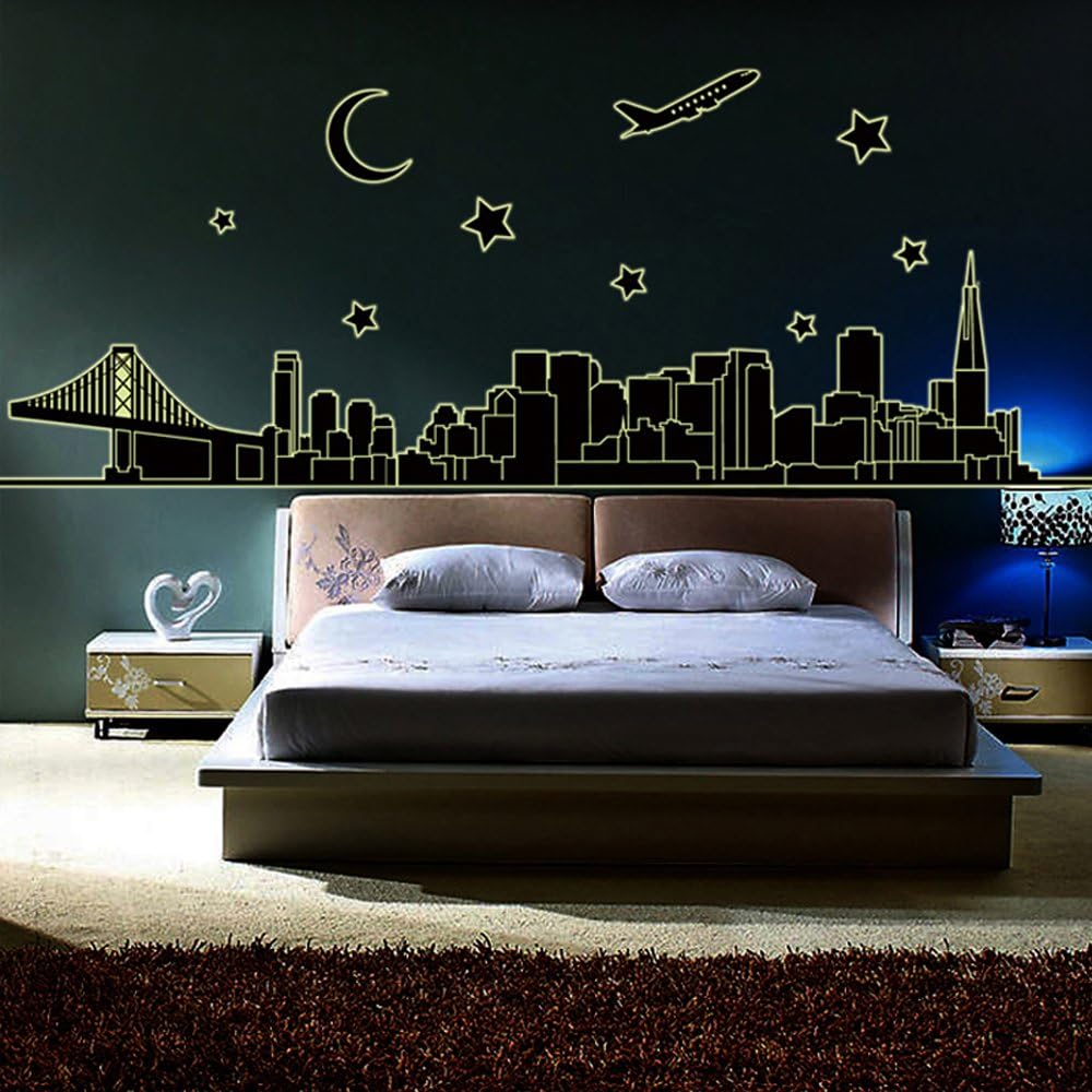 Night City Wall Stickers Removable Home Decor PVC Wall Decals Art Mural Child Boys Girls Kids Bedroom Kitchen Decoration Poster size 60x90 abq9601