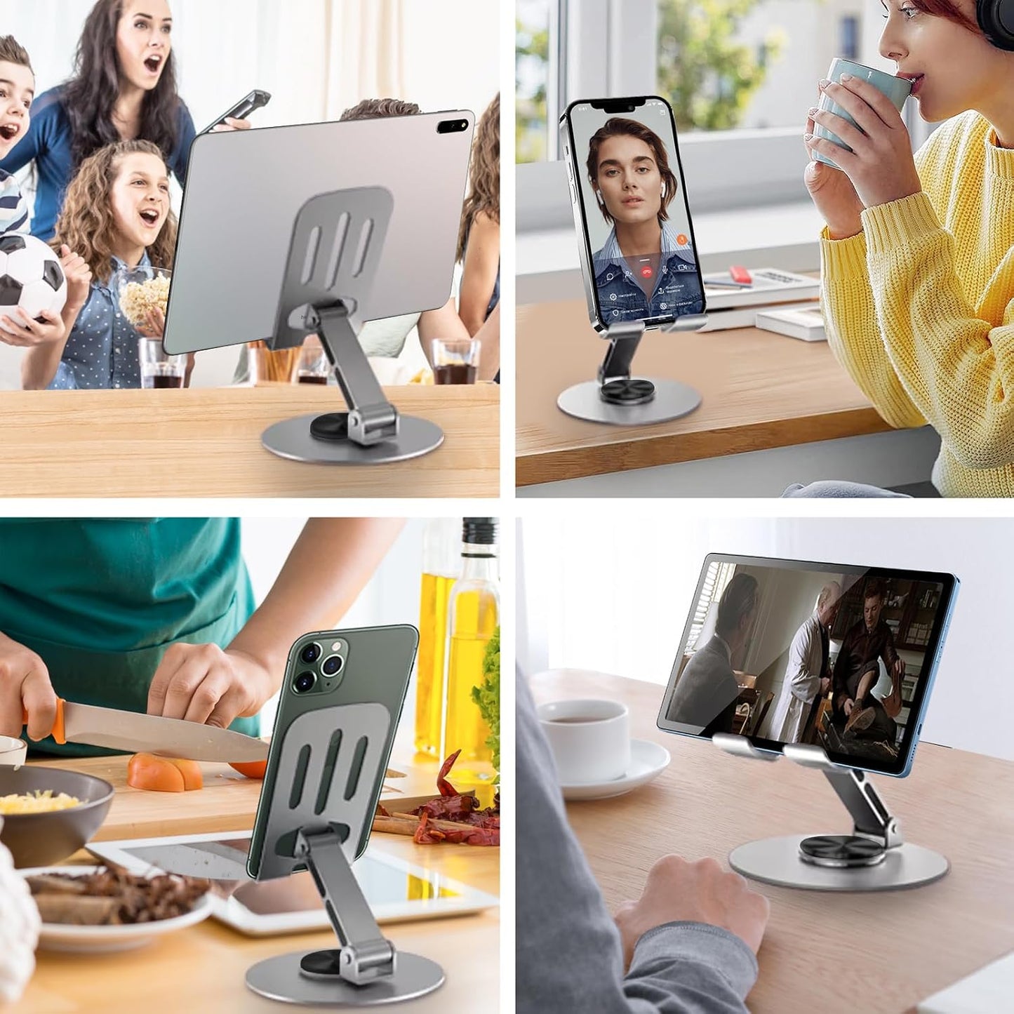 Universal Metal Cell Phone Stand, Adjustable Mobile Phone Holder for Desk, Table & Office