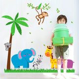 Elephants And Monkey Self  Wall Sticker SK9039