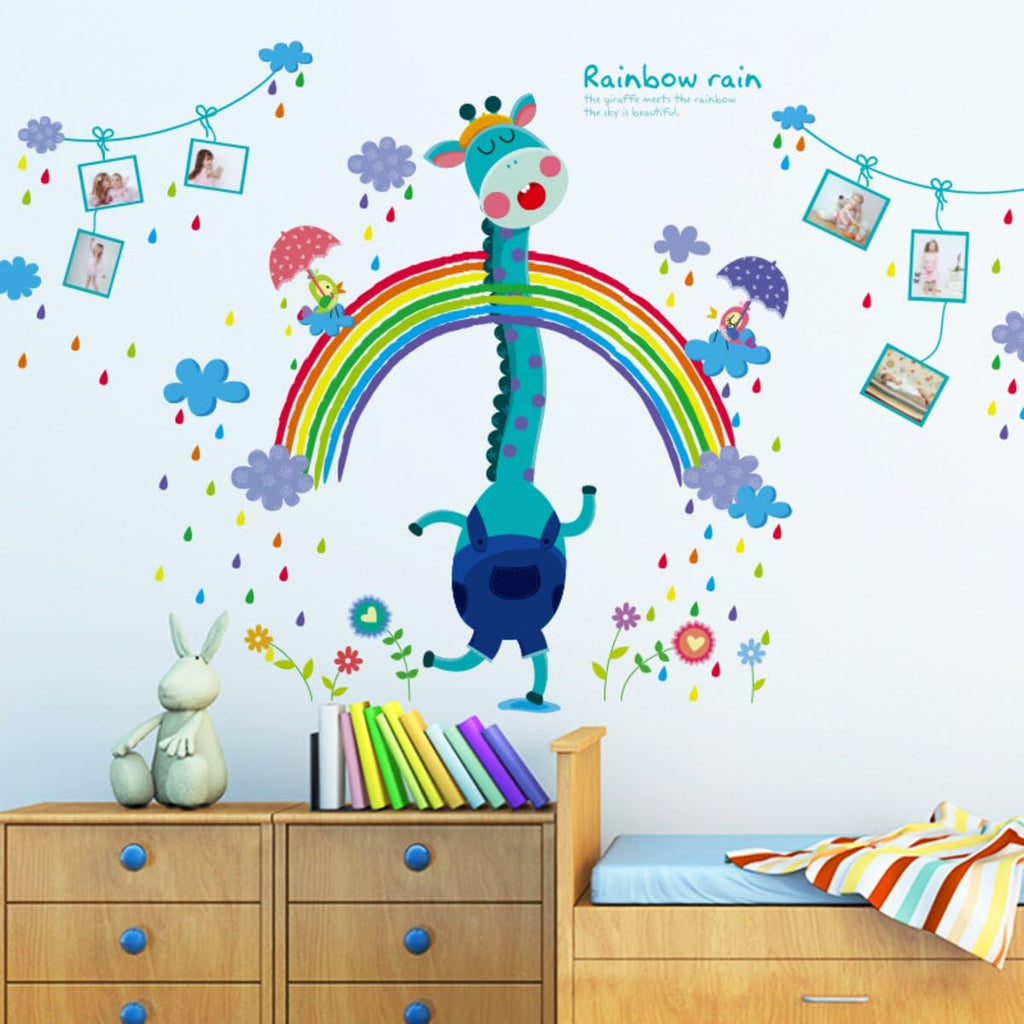 Decals Design 'Giraffe Rainbow Rain' Wall Sticker XL8186