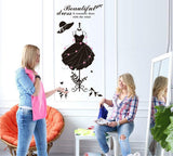 Wallpark Beautiful Black Dress Hat Bag High-Heeled Shoes Store Glass Showcase Removable Wall Sticker Decal, Living Room Bedroom Home Decoration Adhesive DIY Art Wall Mural size 50x70 xh0632c