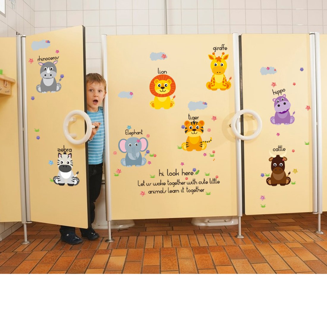 Roll over image to zoom in     Cortina Children Animal Education Theme Wall Sticker (Vinyl, 46 cm x 5 cm x 5 cm, PNB-SK7053
