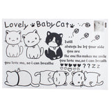 Wall Sticker English Letters Lovely Baby Cats Paper Home Decal Removable Wall Vinyl Living Room Bedroom PVC Art Picture Murals Waterproof DIY Stick for Adults Teems Kids Nursery Baby size 60x90 ay9048
