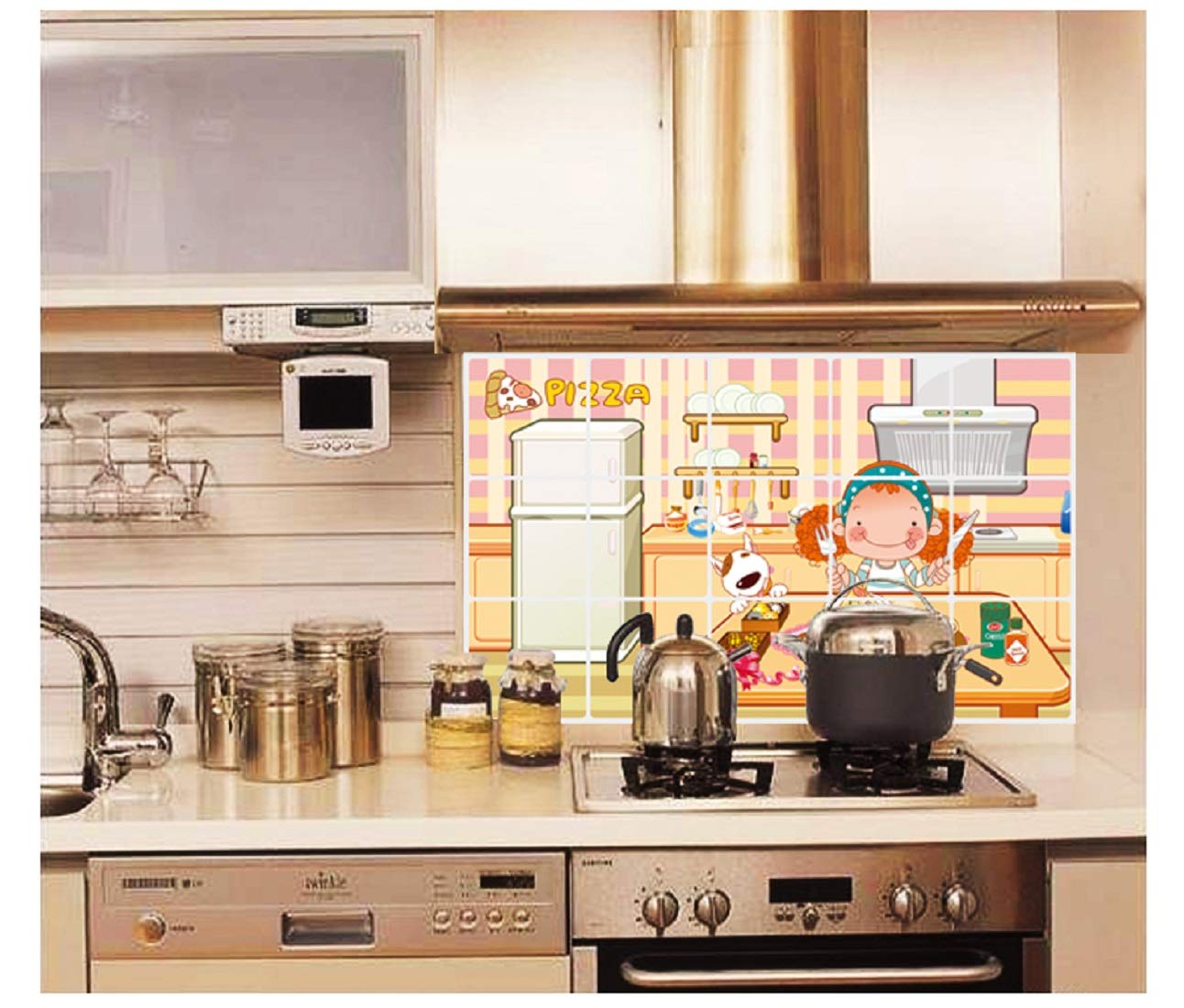 Kitchen Oil Proof Wall Sticker Heat Resistant Waterproof Self Adhesive Backsplash Cover for Kitchen Wall Protection