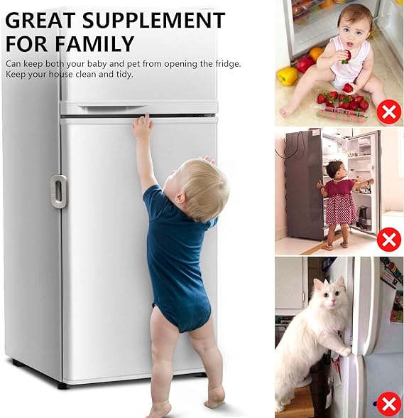 Refrigerator Door Lock for Child Safety | Easy Adhesive Freezer Lock | Double Button Design | Random Color