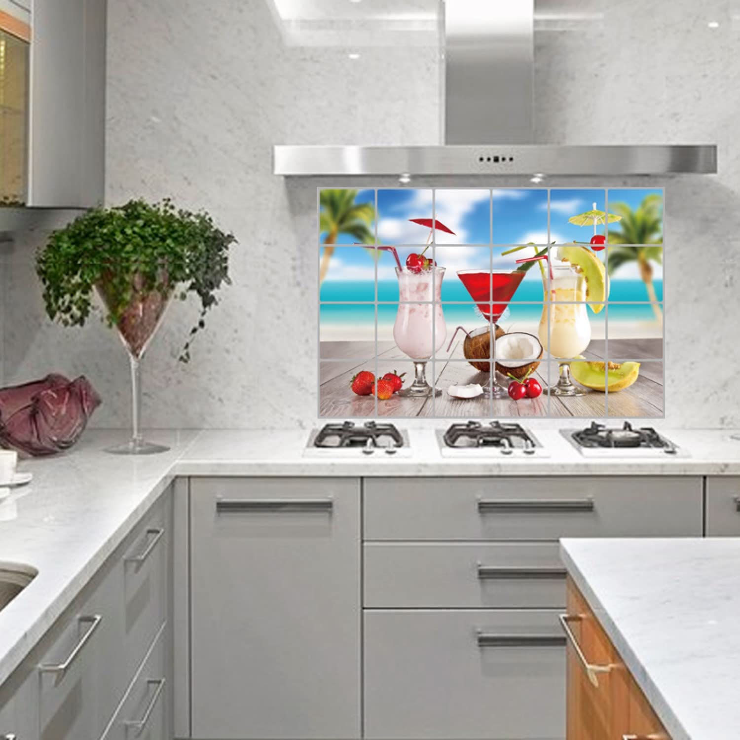 Kitchen Oil Proof Wall Sticker Heat Resistant Waterproof Self Adhesive Backsplash Cover for Kitchen Wall Protection