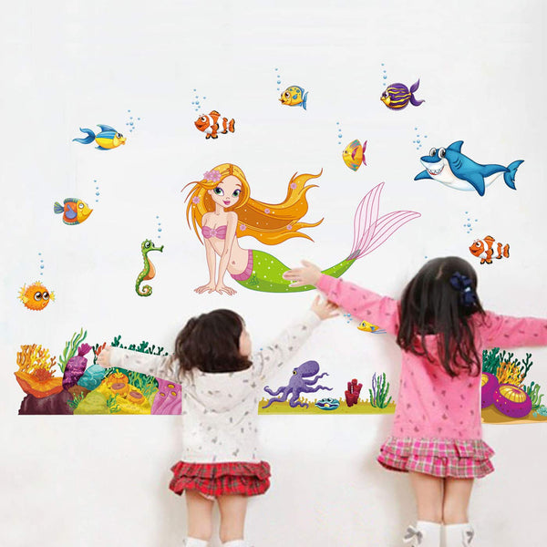 Ampire Wall Stickers Mermaid and Other Aquatic Animals Decor  JM7292