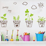 Cartoon Green Plants Wall Sticker DIY Removable Potted Murals Decoration Sunny Day Pastoral Floral Wall Decals Window Sticker Letter Bonsai Sticker size 30x45cm xh5411c kids Sticker