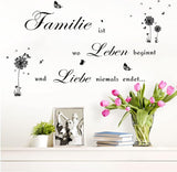 Family Quotes Wall Sticker, Wall Tattoo Sayings Quotes Family, Dandelion Black Wall Sticker, Family Saying, Sticker for Living Room, Bedroom, Wall Sticker Quotes Inspirational Black Decoration size 30x60cm nc1048