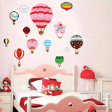 Cute 3D Vinyl Hot Air Balloon Wall Stickers Smiley Face Puffy Clouds Stickers Decor  size 50x70 dm570074