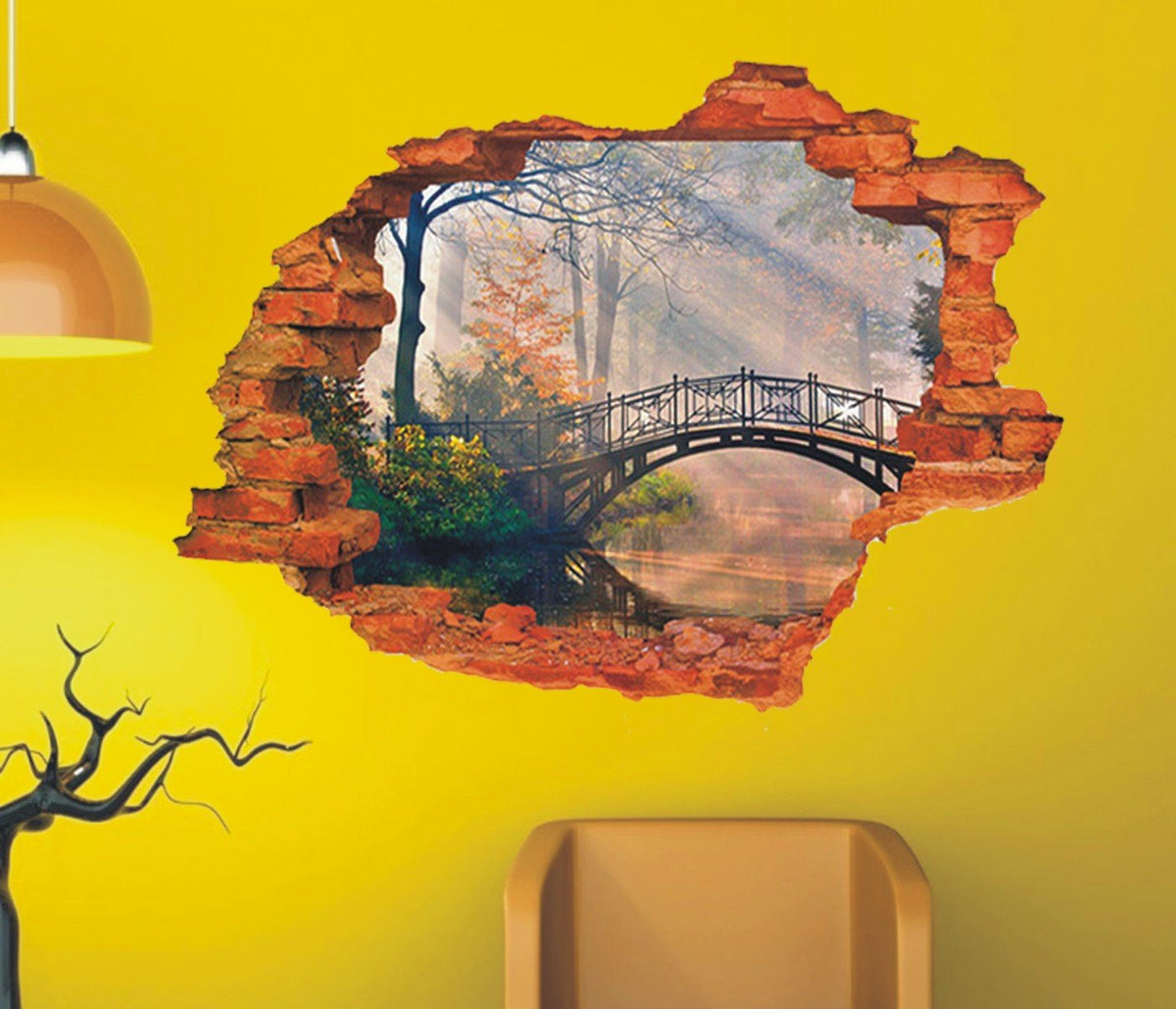 Plus Nao 3D 3D Trick Art Trick Art Trick Wall Sticker Bridge Scenery Landscape Stylish Room size 60x90 mj8024g wall Decor Sticker