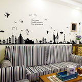 City Scene Eiffel Tower Statue of Liberty Wall Stickers, Living Room, Bedroom, Removable Wall Stickers, Wall Pictures 9214  60x90
