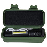 USB Charging XPE+COB LED Flashlight Lamp Torch With Clip Three Mode Zoomable Lamp Built in Battery with Box