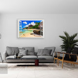 Modern Seascape Painting. Seaside Nature Landscape Painting. Beach Rocks Canvas Wall Art Poster. Window View Home Decor Picture. size  50x70cm ncs14239