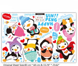 BIBITIME Kindergarten Classroom Nursery Cartoon Saying Quotes Happy Penguin Wall Decals Stickers Bedroom Kids Room Decor,DIY size 40x60 xh1059