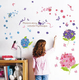 Romantic flower and butterfly design wall stickers, cartoon animals, removable heart-shaped wallpaper, home decor, PVC art mural, for babies size 50x70 xls7201