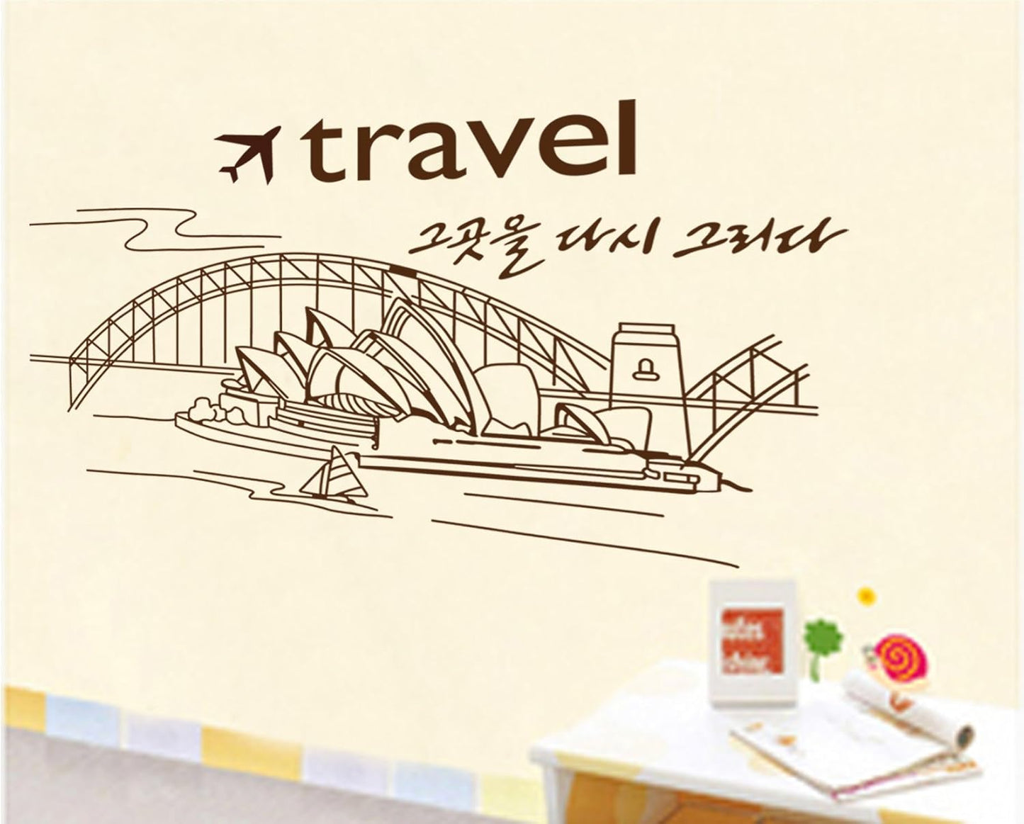 Elegante Inglés Cartas puente Opera vinilo de pared para el hogar papel adhesivo extraíble Living comedor dormitorio Cocina murales arte imagen DIY Stick Niñas Niños Kids Nursery Baby sala de juegos decoración size 50x70 jm8346