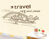Elegante Inglés Cartas puente Opera vinilo de pared para el hogar papel adhesivo extraíble Living comedor dormitorio Cocina murales arte imagen DIY Stick Niñas Niños Kids Nursery Baby sala de juegos decoración size 50x70 jm8346
