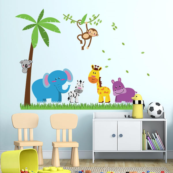 Elephants And Monkey Self  Wall Sticker SK9039