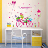 fashionbeautybuy Bike Flower Kite Wall Sticker Decal Home Decor PVC Murals Wallpaper House Art Picture Living Room Adult Senior Teen Kids Baby Bedroom Decoration size 50x70 xls7199