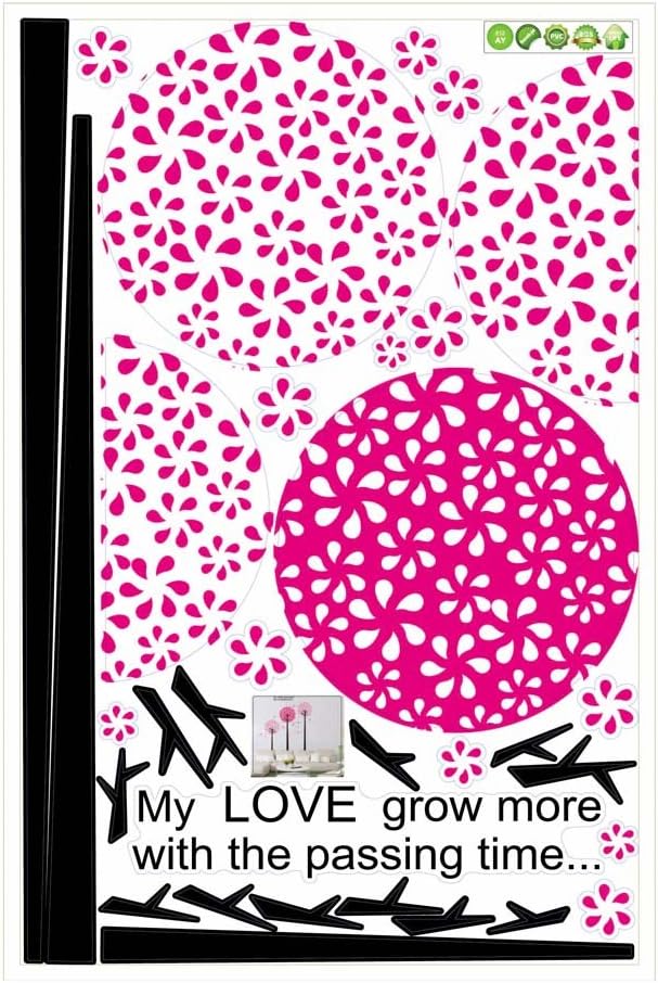 Toprate(TM)Pink Pandora Tree,Quote My love grow more with the passing time,Wallpaper Wall Sticker Decals PVC Vinly Removable DIY Wall Decal For Room Living Room size 50x70 dm570010